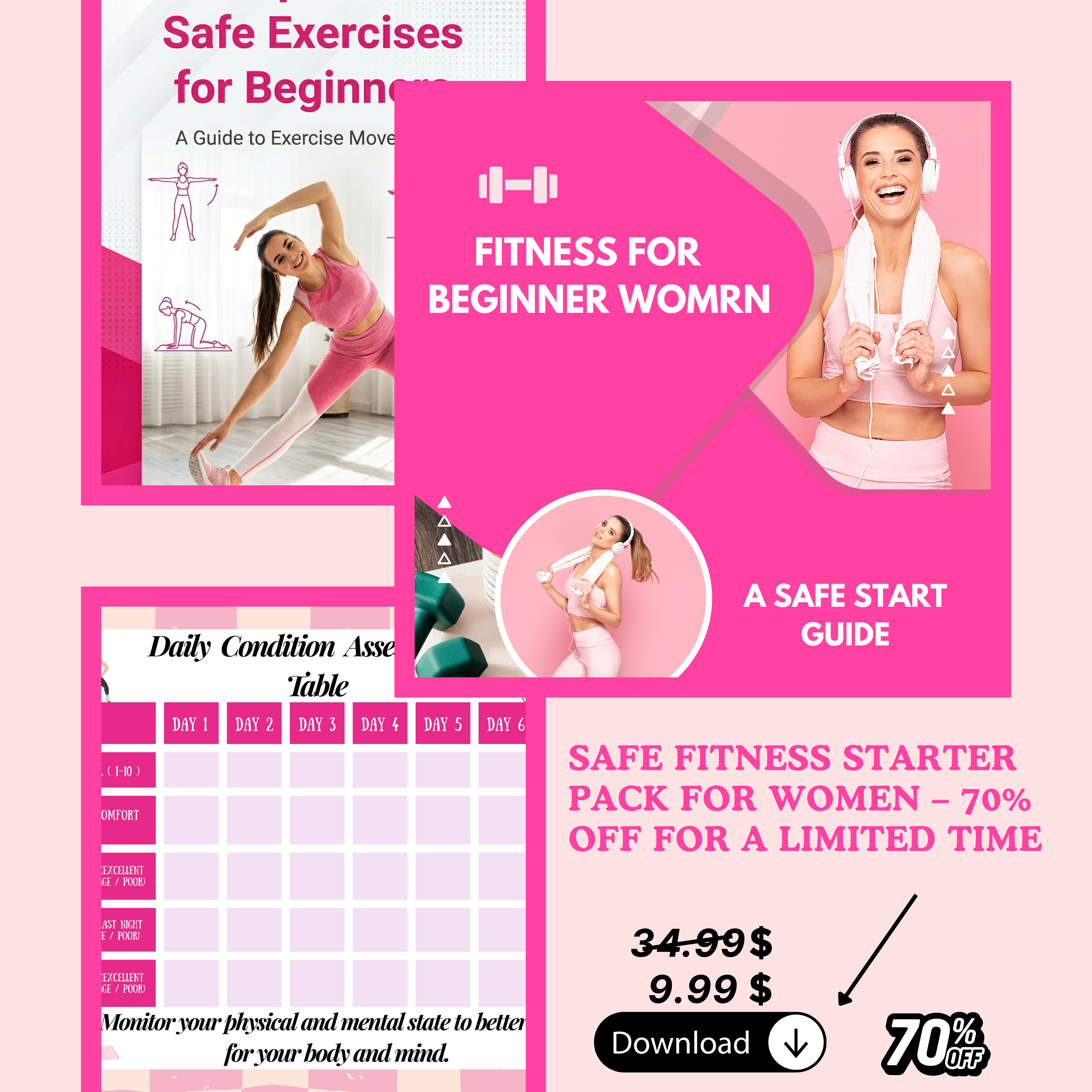 Safe Fitness Starter Pack for Women | 7-Day Beginner Program from Zero